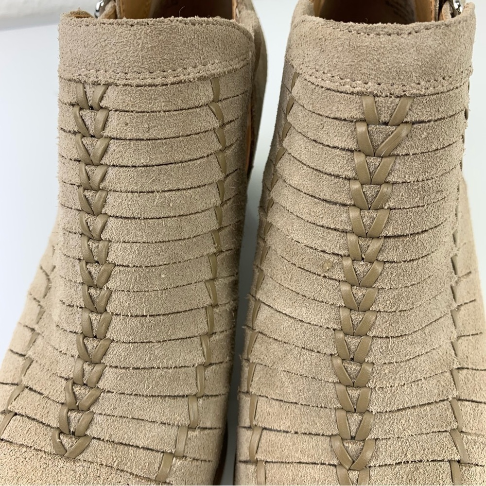 FRANCO SARTO suede ankle Boots 8 Beige woven boho cowgirl western  Great Seppia - Picture 10 of 11